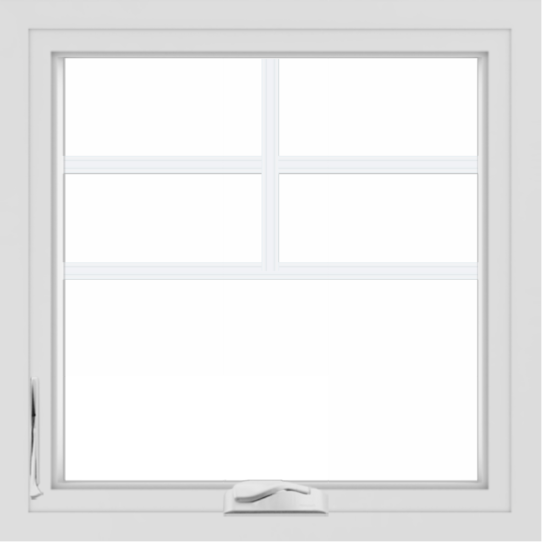 WDMA 24x24 (23.5 x 23.5 inch) White Aluminum Crank out Casement Window with Top Colonial Grids