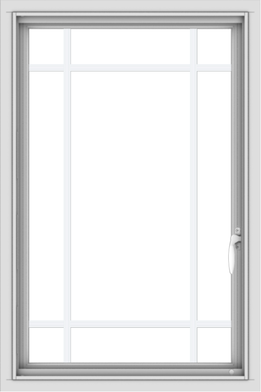 WDMA 24x36 (23.5 x 35.5 inch) black uPVC/Vinyl Push out Casement Window with Prairie Grilles Interior