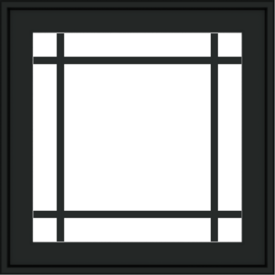 WDMA 24x24 (23.5 x 23.5 inch) black uPVC/Vinyl Crank out Awning Window with Prairie Grilles Exterior