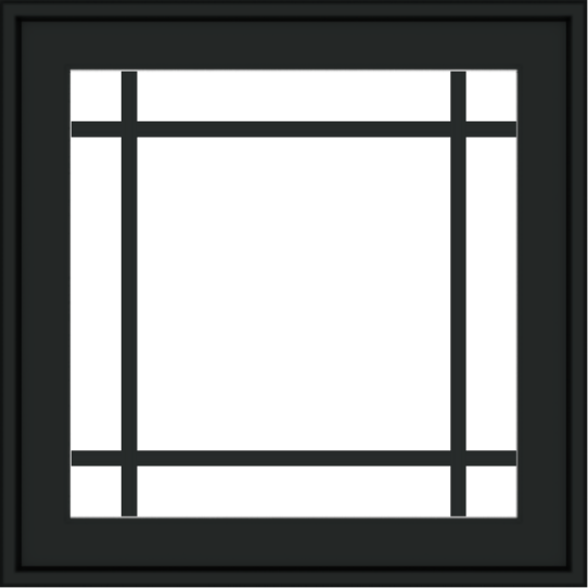 WDMA 24x24 (23.5 x 23.5 inch) black uPVC/Vinyl Crank out Awning Window with Prairie Grilles Exterior