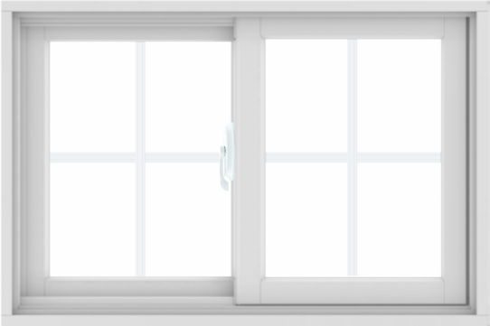 WDMA 36X24 (35.5 x 23.5 inch) White uPVC/Vinyl Sliding Window with Colonial Grilles