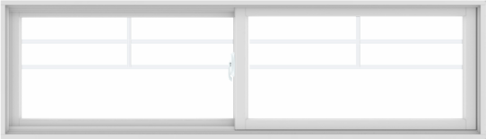 WDMA 84X24 (83.5 x 23.5 inch) White uPVC/Vinyl Sliding Window with Top Colonial Grids Grilles