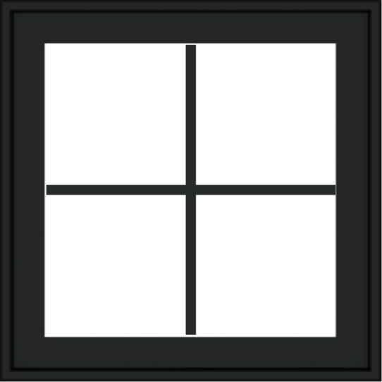 WDMA 24x24 (23.5 x 23.5 inch) black uPVC/Vinyl Crank out Awning Window with Colonial Grilles Exterior