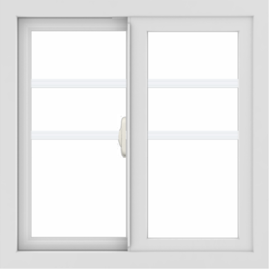 WDMA 24x24 (23.5 x 23.5 inch) White uPVC/Vinyl Slide Window with Top Colonial Grids