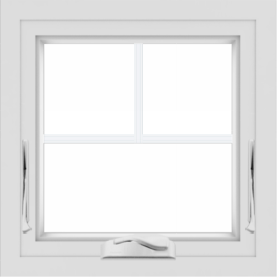 WDMA 24x24 (23.5 x 23.5 inch) White uPVC/Vinyl Crank out Awning Window with Fractional Grilles