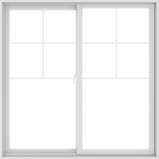 WDMA 60X60 (59.5 x 59.5 inch) White uPVC/Vinyl Sliding Window with Top Colonial Grids Grilles