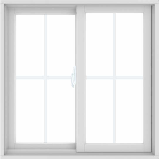 WDMA 36X36 (35.5 x 35.5 inch) White uPVC/Vinyl Sliding Window with Colonial Grilles