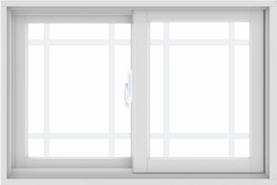 WDMA 36X24 (35.5 x 23.5 inch) White uPVC/Vinyl Sliding Window with Prairie Grilles