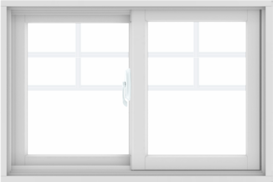 WDMA 36X24 (35.5 x 23.5 inch) White uPVC/Vinyl Sliding Window with Top Colonial Grids Grilles