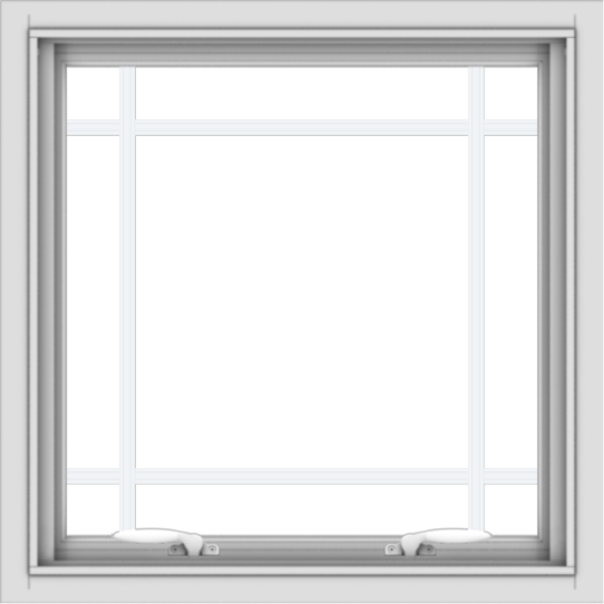 WDMA 24x24 (23.5 x 23.5 inch) White Aluminum Push out Awning Window with Prairie Grilles