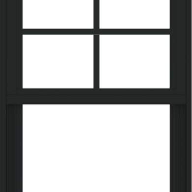 WDMA 24x36 (23.5 x 35.6 inch) black uPVC/Vinyl Single and Double Hung Window with Top Colonial Grids Exterior