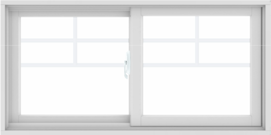 WDMA 48X24 (47.5 x 23.5 inch) White uPVC/Vinyl Sliding Window with Top Colonial Grids Grilles