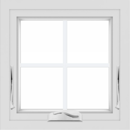 WDMA 24x24 (23.5 x 23.5 inch) White uPVC/Vinyl Crank out Awning Window with Colonial Grilles