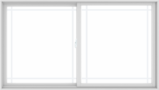 WDMA 84X48 (83.5 x 47.5 inch) White uPVC/Vinyl Sliding Window with Prairie Grilles