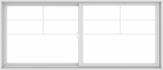 WDMA 84X36 (83.5 x 35.5 inch) White uPVC/Vinyl Sliding Window with Top Colonial Grids Grilles