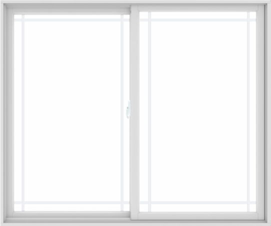 WDMA 72X60 (71.5 x 59.5 inch) White uPVC/Vinyl Sliding Window with Prairie Grilles