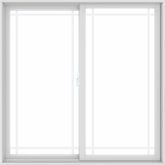 WDMA 60X60 (59.5 x 59.5 inch) White uPVC/Vinyl Sliding Window with Prairie Grilles