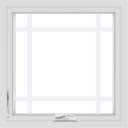 WDMA 24x24 (23.5 x 23.5 inch) White Aluminum Crank out Casement Window with Prairie Grilles