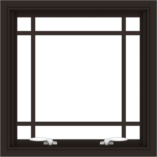 WDMA 24x24 (23.5 x 23.5 inch) Dark Bronze Aluminum Push out Awning Window with Prairie Grilles