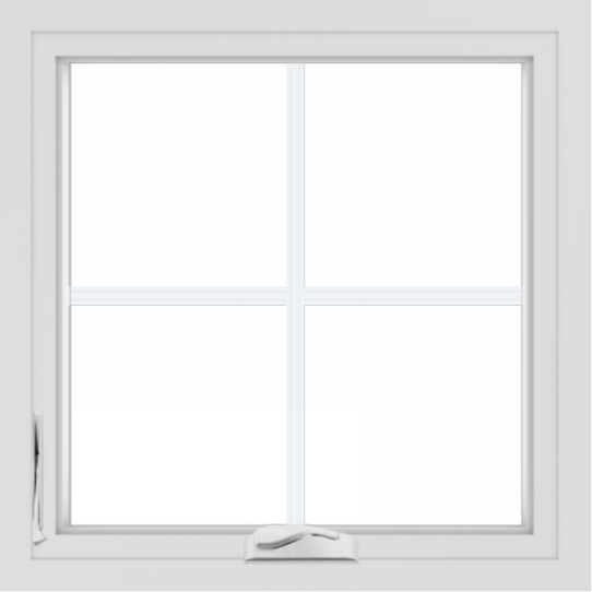 WDMA 24x24 (23.5 x 23.5 inch) White Aluminum Crank out Casement Window with Colonial Grilles