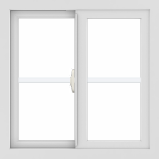 WDMA 24x24 (23.5 x 23.5 inch) black uPVC/Vinyl Slide Window with Colonial Grilles Interior