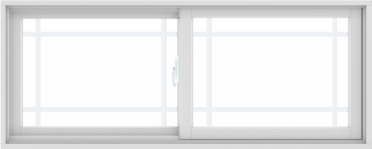 WDMA 60X24 (59.5 x 23.5 inch) White uPVC/Vinyl Sliding Window with Prairie Grilles