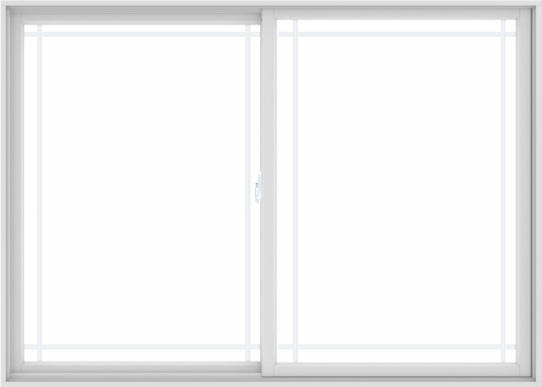 WDMA 84X60 (83.5 x 59.5 inch) White uPVC/Vinyl Sliding Window with Prairie Grilles