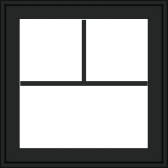 WDMA 24x24 (23.5 x 23.5 inch) black uPVC/Vinyl Crank out Awning Window with Fractional Grilles Exterior