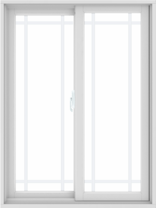 WDMA 36X48 (35.5 x 47.5 inch) White uPVC/Vinyl Sliding Window with Prairie Grilles