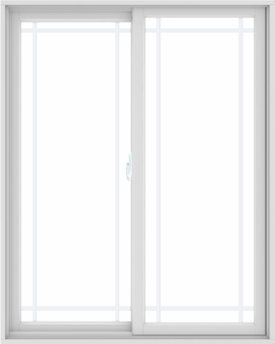 WDMA 48X60 (47.5 x 59.5 inch) White uPVC/Vinyl Sliding Window with Prairie Grilles