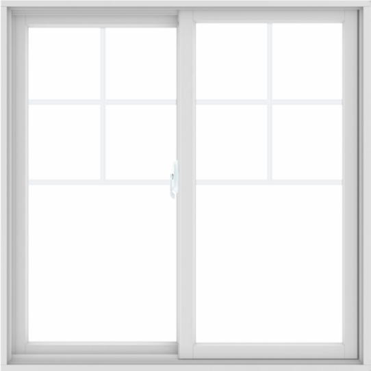 WDMA 48X48 (47.5 x 47.5 inch) White uPVC/Vinyl Sliding Window with Top Colonial Grids Grilles