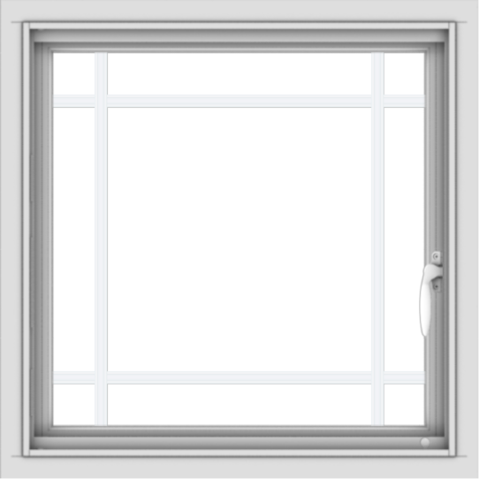 WDMA 24x24 (23.5 x 23.5 inch) White Aluminum Push out Casement Window with Prairie Grilles