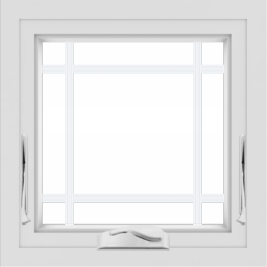 WDMA 24x24 (23.5 x 23.5 inch) White Aluminum Crank out Awning Window with Prairie Grilles