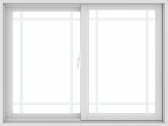 WDMA 48X36 (47.5 x 35.5 inch) White uPVC/Vinyl Sliding Window with Prairie Grilles