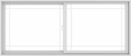 WDMA 84X36 (83.5 x 35.5 inch) White uPVC/Vinyl Sliding Window with Prairie Grilles