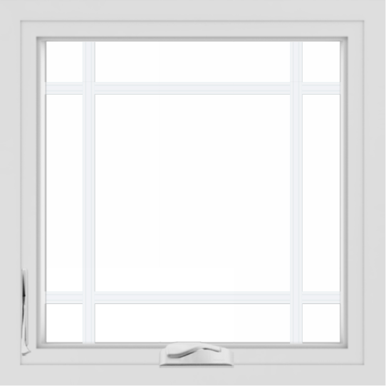 WDMA 24x24 (23.5 x 23.5 inch) White uPVC/Vinyl Crank out Casement Window with Prairie Grilles