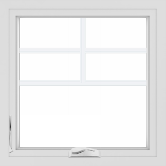 WDMA 24x24 (23.5 x 23.5 inch) White uPVC/Vinyl Crank out Casement Window with Top Colonial Grids