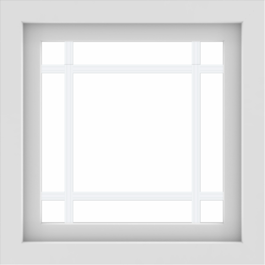 WDMA 24x24 (23.5 x 23.5 inch) White uPVC/Vinyl Picture Window with Prairie Grilles