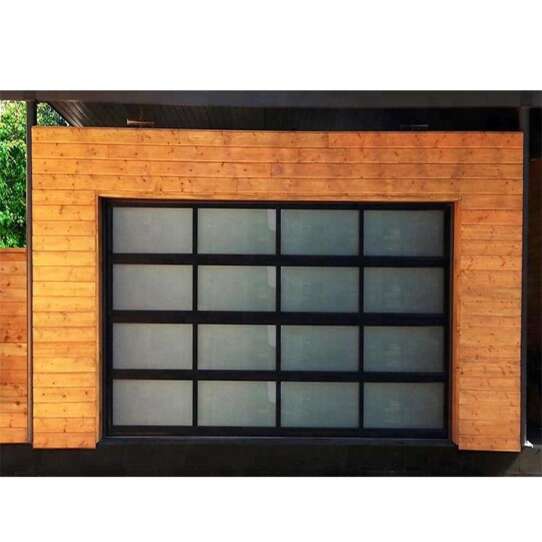China WDMA 16x7 Automatic Galvanized Steel Flap Style Frosted Glass Garage Door Prices Remote Control