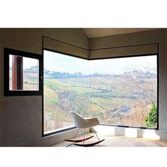 WDMA Aluminium Glass Corner Window Design L Shaped Window Corner Butt Joint Glass Window