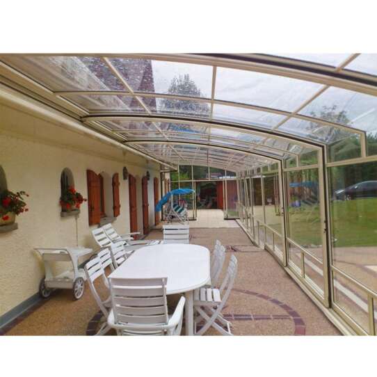 China WDMA Aluminium Glass Sunrooms Glass Houses With Retractable Roof For Sale