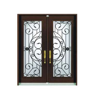 WDMA Arched Bronze Cast Iron Steel Double Front French Door For Home