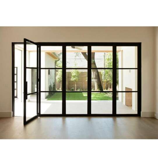 WDMA Best Selling Aluminium Folding Door Glass Partition With Grill Design