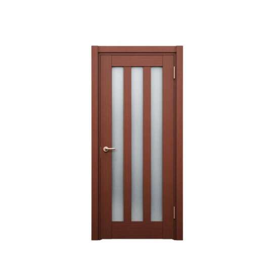 China WDMA Brown Color Wooden Interior Glass Door Flush Door Design Modern House Door