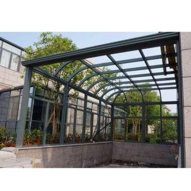 WDMA China Factory Customized Curved Glass Sunrooms Aluminium Sunrooms Grey Color