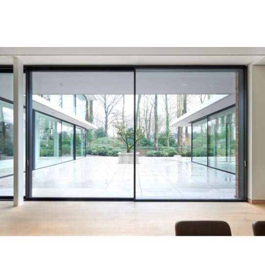 WDMA Exterior Waterproof 96 X 80 Slim Frame External Black Aluminium Sliding Double Glazed Glass Door Systems For Entrance