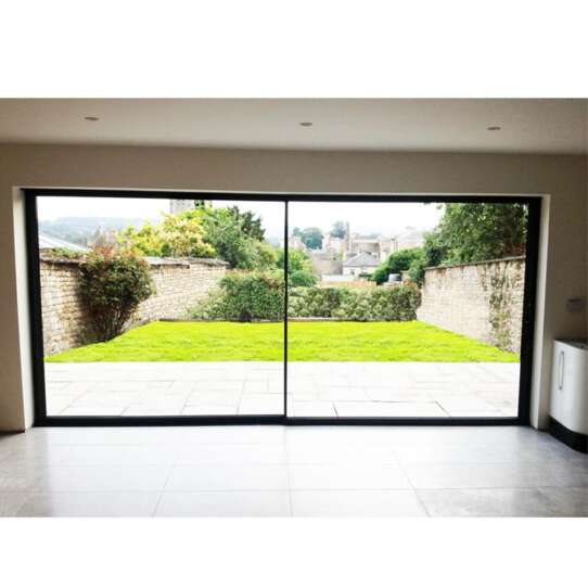 China WDMA Exterior Waterproof 96 X 80 Slim Frame External Black Aluminium Sliding Double Glazed Glass Door Systems For Entrance