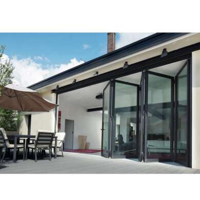 WDMA Fancy European Style Curved Glass Sliding Folding Door Aluminium Framed Glass Door Exterior Modern