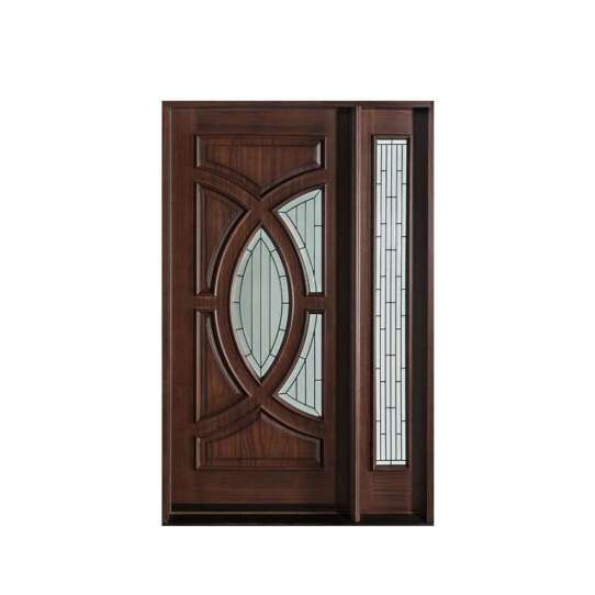 WDMA Fancy Indoor Entrance Wooden Double Panel Door With Single Glass Window And Frame Design