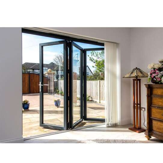 China WDMA Grey Aluminum Large Folding Glass Front Doors For Inside Home